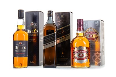 Lot 36 - JOHNNIE WALKER DOUBLE BLACK, CHIVAS REGAL 12 YEAR OLD 1L AND BELL'S SPECIAL RESERVE