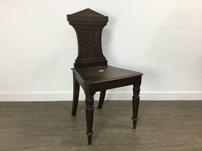 Lot 432 - VICTORIAN STAINED OAK HALL CHAIR