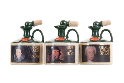 Lot 59 - GLENFIDDICH DECANTERS - ROBERT THE BRUCE, MARY QUEEN OF SCOTS AND BONNIE PRINCE CHARLIE