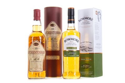 Lot 75 - AUCHENTOSHAN 10 YEAR OLD AND BOWMORE SMALL BATCH