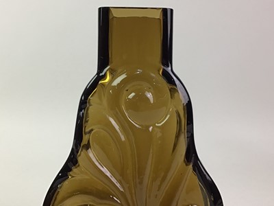 Lot 572 - SMOKED STEPPED GLASS VASE