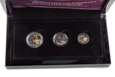 Lot 67 - ARMISTACE CENTENARY REMEMBRANCE GOLD GALLANTRY THREE COIN SET