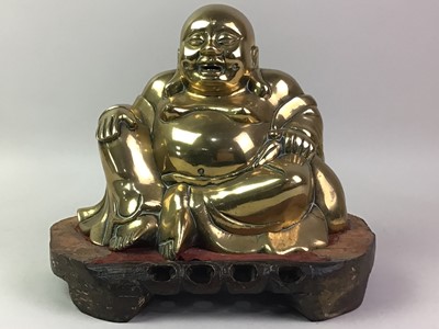 Lot 589 - CHINESE BRASS BUDDHA