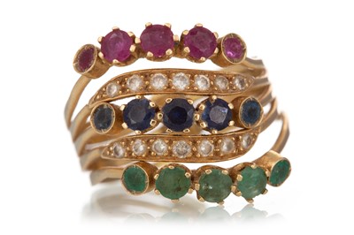 Lot 460 - RUBY, EMERALD, SAPPHIRE AND DIAMOND RING