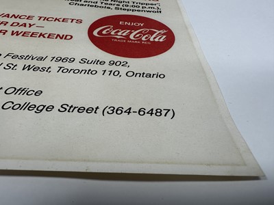 Lot 960 - VELVET UNDERGROUND - CONCERT POSTER, TORONTO POP FESTIVAL 69, JUNE 21/22, VARSITY STADIUM