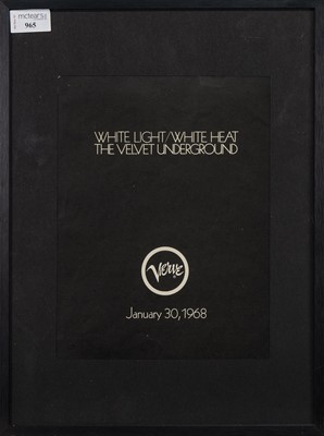 Lot 965 - VELVET UNDERGROUND - WHITE LIGHT/WHITE HEAT HANDBILL, JANUARY 30 1968