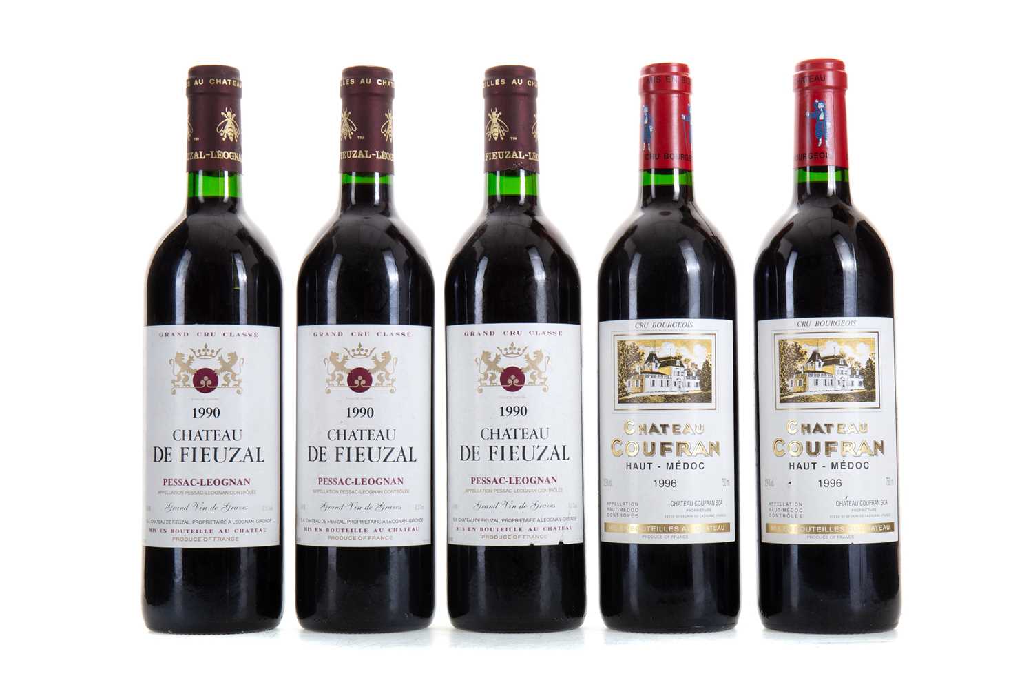 Lot 668 - 3 BOTTLES OF CHATEAU DE FIEUZAL 1990 PESSAC-LEOGNAN AND 2 BOTTLES OF CHATEAU COUFRAN 1996 HAUT-MEDOC