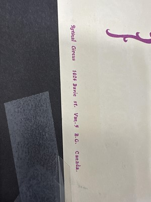 Lot 974 - VELVET UNDERGROUND - CONCERT OVERSIZED POSTCARD, JUNE 27-30 1968, RETINAL CIRCUS, VANCOUVER