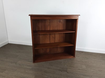 Lot 651 - MODERN STAINED WOOD OPEN BOOKCASE