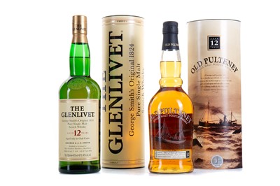 Lot 46 - GLENLIVET 12 YEAR OLD AND OLD PULTENEY 12 YEAR OLD