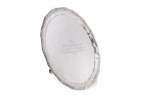 Lot 38 - SILVER SALVER IN GEORGE III MANNER maker W H &...