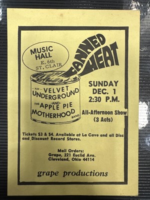 Lot 990 - VELVET UNDERGROUND - CONCERT CARD, APRIL 11-13 1969, GRANDE BALLROOM, DETROIT
