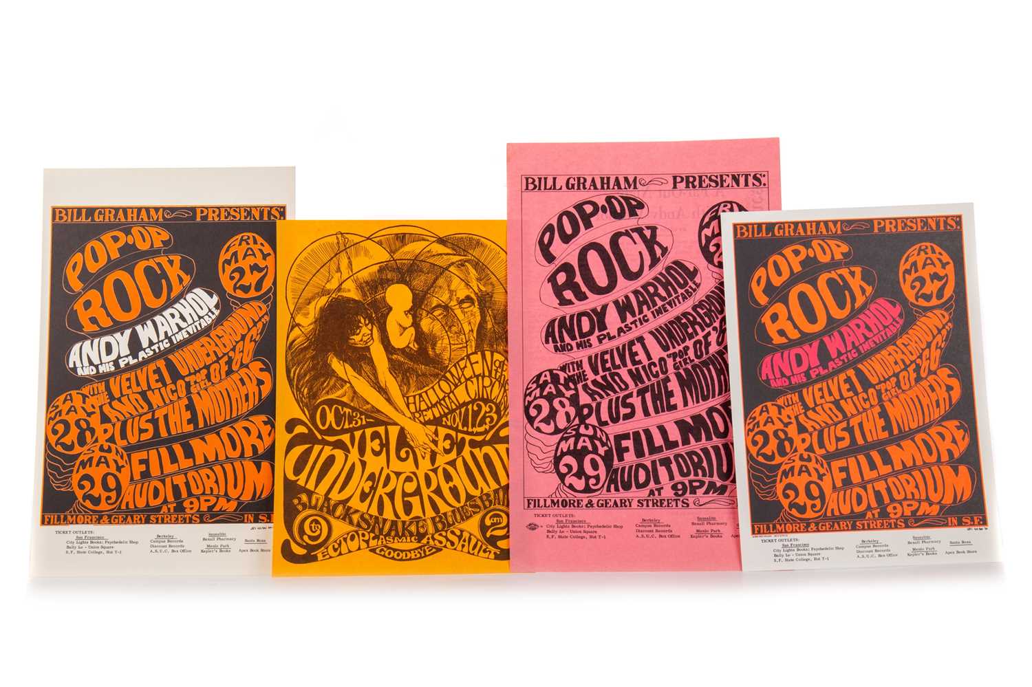 Lot 992 - VELVET UNDERGROUND - CONCERT HANDBILL AND TWO CARDS