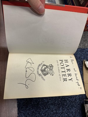 Lot 921 - ROWLING (J .K.), THREE HARRY POTTER VOLUMES, SIGNED WITH PERSONALISED INSCRIPTIONS