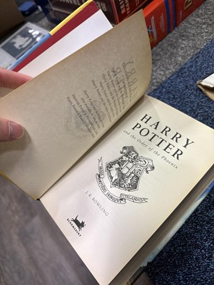 Lot 921 - ROWLING (J .K.), THREE HARRY POTTER VOLUMES, SIGNED WITH PERSONALISED INSCRIPTIONS