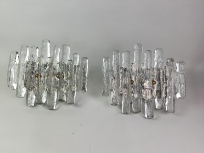 Lot 453 - J. T. KALMAR WIEN, SET OF THREE HL/4516 'FINGER' GLASS WALL BRACKET LIGHTS