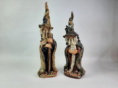 Lot 79 - PAIR OF STUDIO POTTERY FIGURES OF WIZARDS