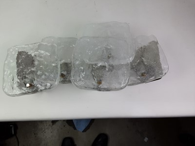 Lot 454 - J. T. KALMER WIEN, SET OF 'ICE' GLASS WALL LIGHTS