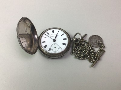 Lot 37 - SILVER CASED KEY WIND POCKET WATCH