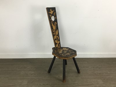 Lot 132 - POKERWORK SPINNING CHAIR