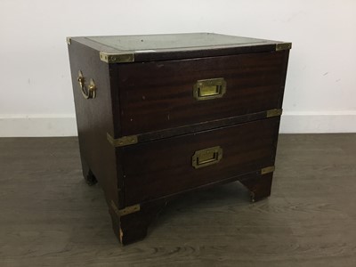 Lot 135 - REPRODUCTION MAHOGANY CAMPAIGN STYLE CHEST