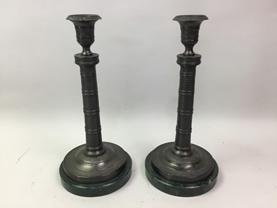 Lot 52 - PAIR OF BRONZED CANDLESTICKS