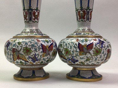 Lot 108 - PAIR OF CHINESE CLOISONNE VASES