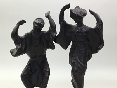 Lot 113 - TWO BRONZED CHINESE FIGURES