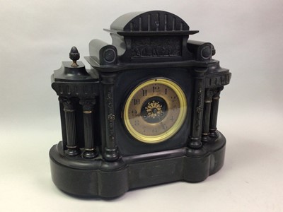 Lot 277 - VICTORIAN BLACK SLATE MANTEL CLOCK