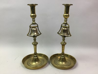 Lot 325 - PAIR OF SHIP'S BRASS BELL CANDLESTICKS