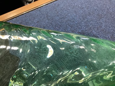 Lot 268 - WHITEFRIARS, WEALDSTONE RANGE ART DECO GREEN GLASS VASE