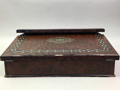 Lot 289 - VICTORIAN BURR WALNUT WRITING SLOPE