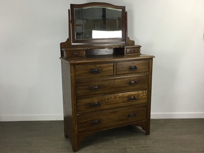 Lot 269 - ARTS & CRAFTS OAK MIRRORED CHEST OF DRAWERS