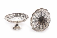 Lot 108 - PAIR OF GEORGE V PIERCED SILVER COMPORTS maker...