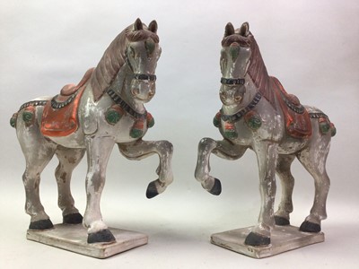 Lot 332 - PAIR OF CHINESE HAN DYNASTY STYLE POTTERY HORSES