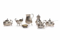 Lot 114 - LOT OF SILVER TABLEWARE including two mustard...