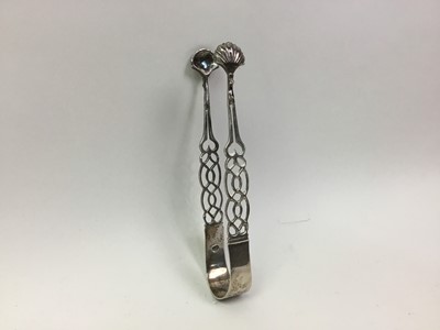 Lot 355 - PAIR OF GEORGIAN SILVER TEA TONGS