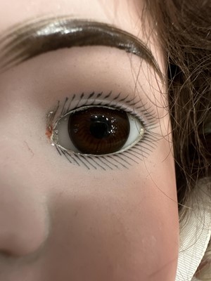 Lot 1023 - MANNER OF JUMEAU, TWO BISQUE HEAD SOCKET DOLLS