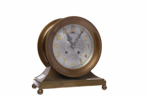 Lot 603 - SHIP'S BELL MANTEL CLOCK RETAILED BY SORLEY OF...