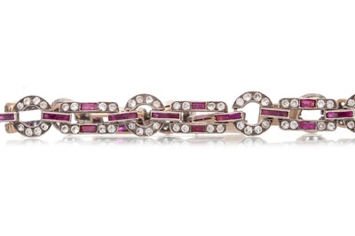 Lot 578 - RUBY AND WHITE SAPPHIRE BRACELET