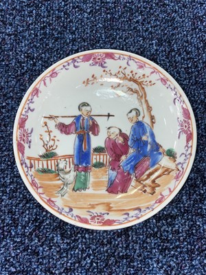 Lot 1042 - GROUP OF FIVE 18TH CENTURY CHINESE MANDARIN PALETTE SAUCERS