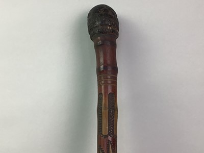 Lot 408 - CHINESE BAMBOO WALKING STICK/FISHING ROD