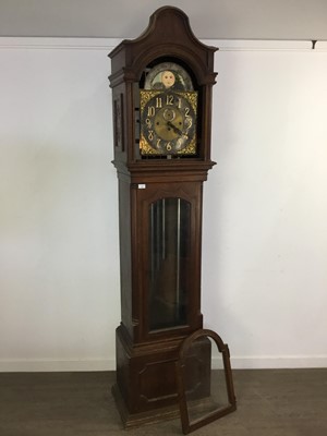 Lot 744 - EDWARDIAN OAK CHIMING LONGCASE CLOCK