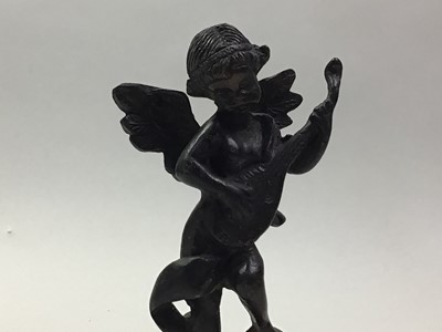 Lot 443 - PAIR OF BRONZED METAL WINGED CHERUBS