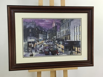 Lot 439 - RUSH HOUR ON LEITH STREET, PRINT, JOHN M BOYD