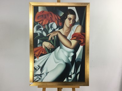 Lot 440 - PORTRAIT OF A LADY, OIL ON BOARD AFTER TAMARA DE LEMPICKA