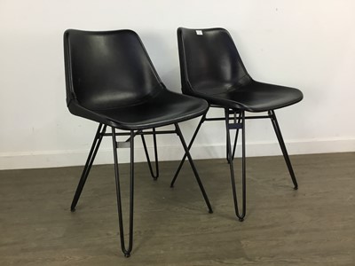 Lot 423 - FOUR MODERN BLACK LEATHER EFFECT DINING CHAIRS