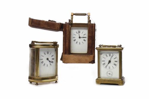 Lot 617 - LATE 19TH CENTURY BRASS CASED CARRIAGE CLOCK...