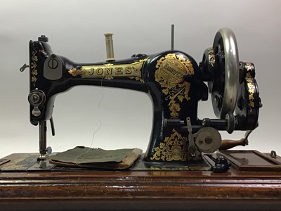 Lot 458 - JONES' PORTABLE SEWING MACHINE