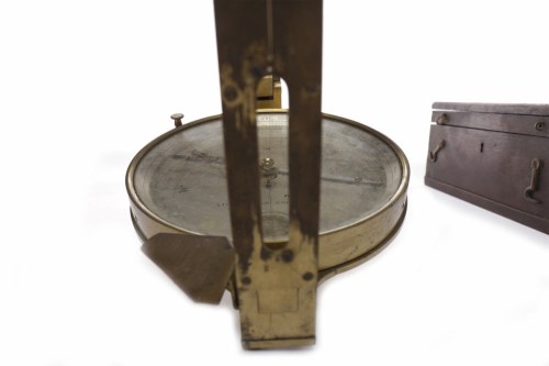 Lot 628 - LACQUERED BRASS MINER'S COMPASS BY ADIE & SON...